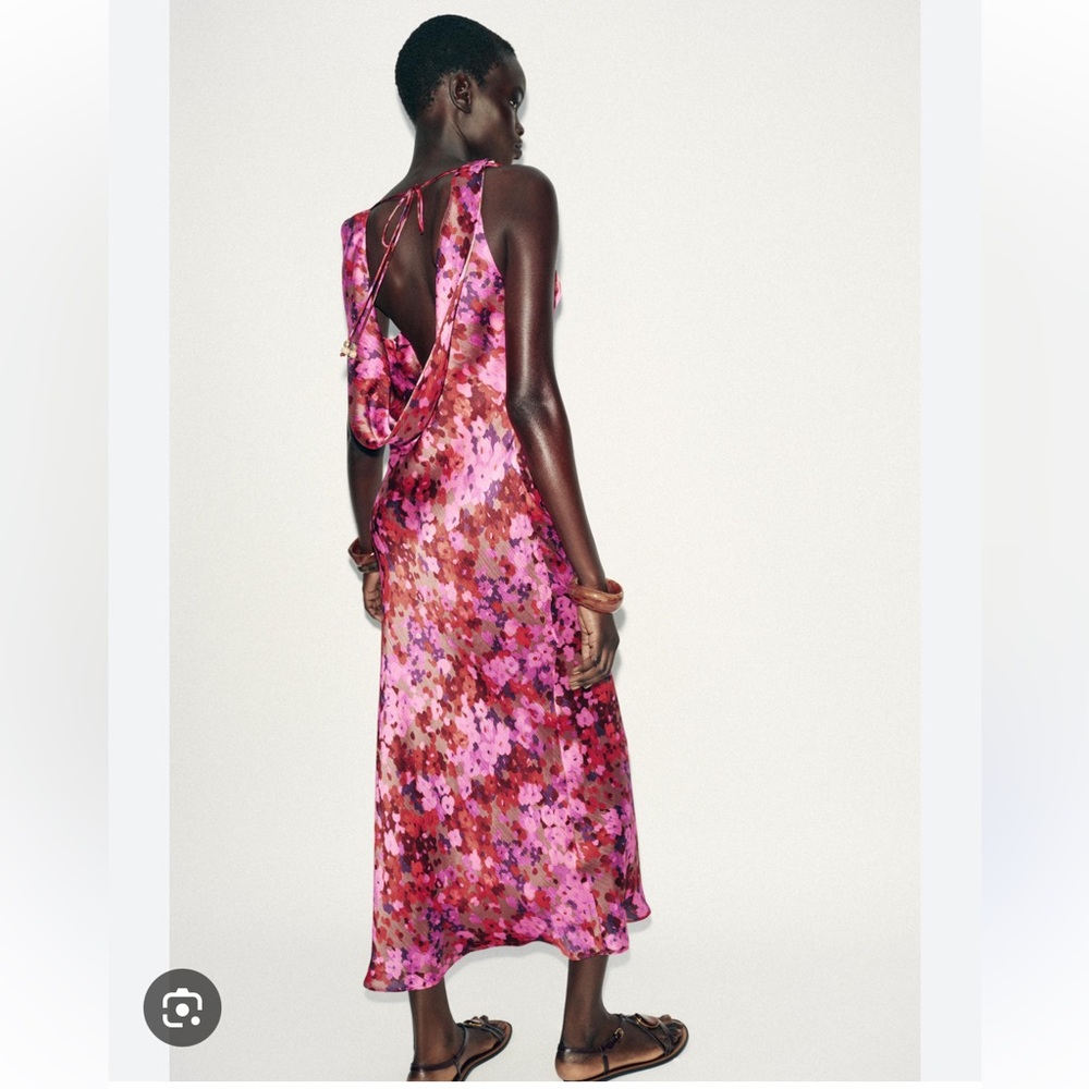 Zara Multicolor Floral Backless Dress